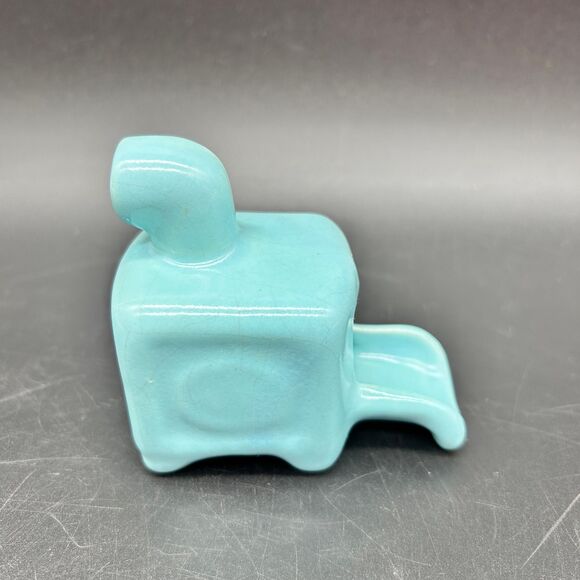 Woodstove Shaped Ashtray Ceramic Light Blue (C) - Picture 1 of 6